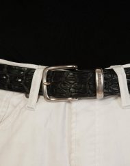 luxury leather belts oynx close up