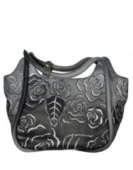 Luxury Leather Hand Painted Handbag pinkerton grey