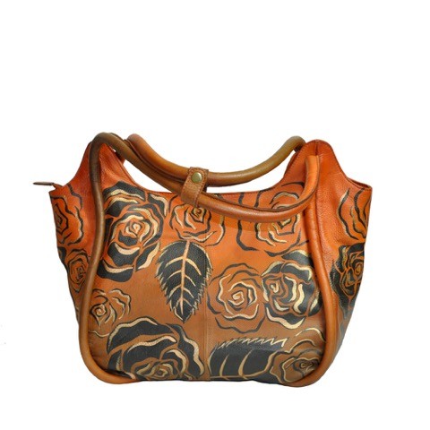 Luxury Leather Hand Painted Handbag pinkerton bronze