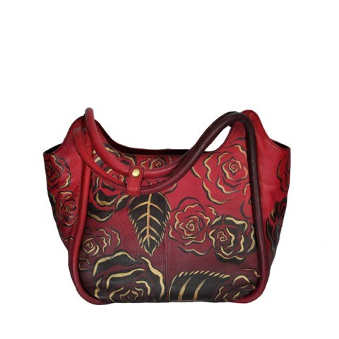 Luxury Leather Hand Painted Handbag pinkerton