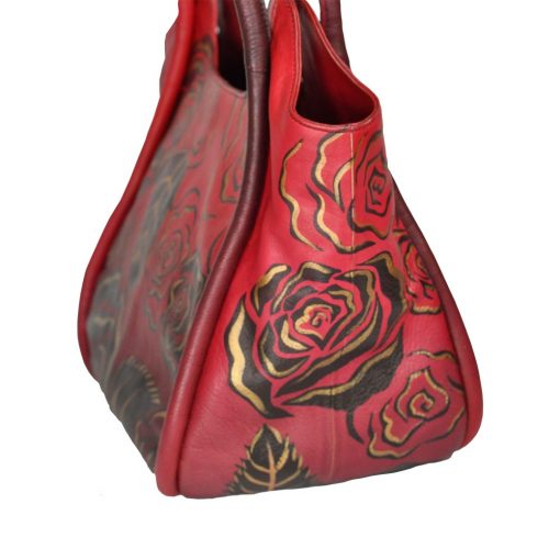 Luxury Leather Hand Painted Handbag Pinkerton Red