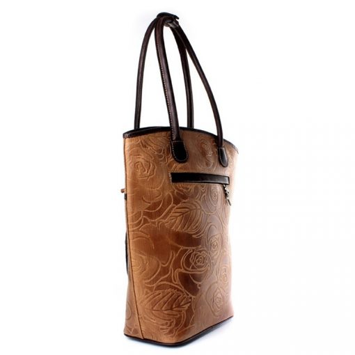 luxury leather bag Vivaldi camel side